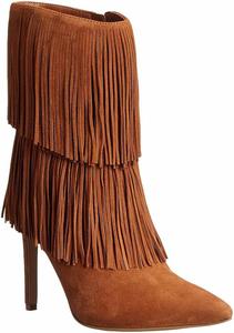 Женские ботильоны с кисточками на шпильках, сексуальные замшевые ботильоны с острым носком и высоким каблуком, модные однотонные с боковой молнией, для вечеринок, осень-зима, короткие ботинки SRURLLUG, Brown