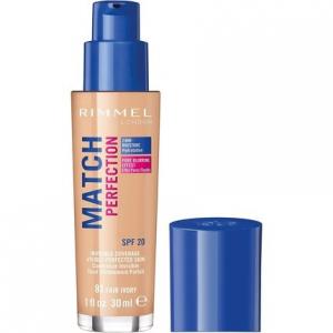 Жидкая тональная основа Rimmel London Match Perfection с технологией Smart-tone и формулой SPF 20, 30 мл цвета светлой слоновой кости Coty