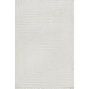 Ковер Makena Modern Geometric High-Low Area Rug nuLOOM, 152x229 см, белый