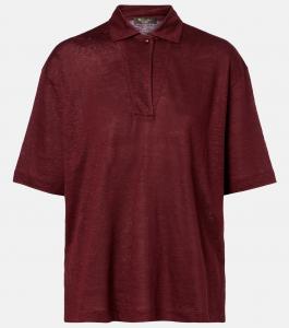 Рубашка-поло из льна Gargano Loro Piana, Deep Maroon