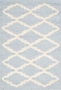 Ковер SAFAVIEH, 61 x 92 см, Cambridge Collection, Light Blue & Ivory, ручной работы, марокканский узор, шерсть, для помещений с высокой проходимостью: прихожая, гостиная, спальня (CAM137A)