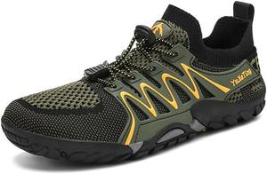 Мужские походные водные туфли Быстросохнущие Нескользящие кроссовки Легкие дышащие кроссовки для трейлового бега, треккинга, рыбалки, прогулок по реке, пляжу и кемпинга Qacksv, зеленый