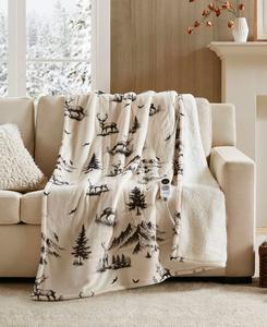 Мягкий плед с подогревом и принтом "шерпа", 50 x 60 дюймов Woolrich, Deer