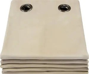 Акустическая штора MOONDREAM 3-в-1 | Шумоподавление | Теплоизоляция | 100% затемнение | Запатентованная технология | Бархат | Люверсы | Бежевый MC15 | 130 Ш x 260 В см Moondream