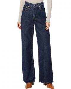 Женские джинсы Levi's Ribcage, синие, из хлопка, в стиле преппи, широкие штанины, RED919