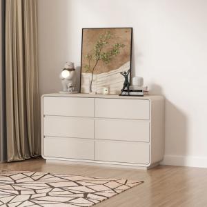 Mikemijia Комод 120х40х63 см для спальни и гостиной в итальянском стиле, из дерева с крашеной поверхностью, 5 и 6 ящиков, готов к использованию
