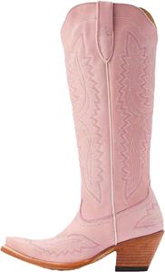 Женские сапоги с толстым каблуком, высоким голенищем и широким берцом с боковой молнией, джинсовые, в западном стиле Generic, Blue