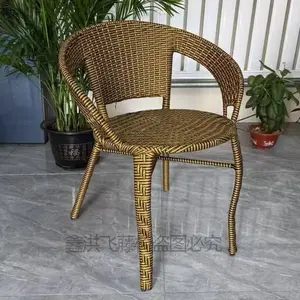 Fantasy Кресло из ротанга для улицы с подлокотником и спинкой, модель zebra pattern с усиленной двойной трубкой и сиденьем с подушкой