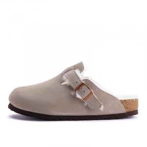 Devo Life Унисекс тапочки с закрытым носком из черной замши с черным мехом, цвет Black Suede+Black Hair