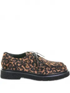 Дерби на шнуровке с леопардовым принтом, каблук 30 мм GUGLIELMO ROTTA, коричневый
