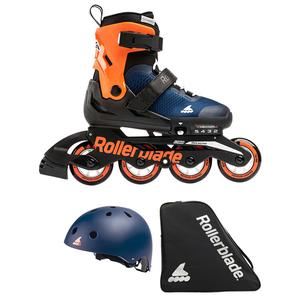 RollerBlade Детские роликовые коньки с регулируемым размером, Midnight Blue Warm Orange (Premium Set B), размер M (33-36.5 см)
