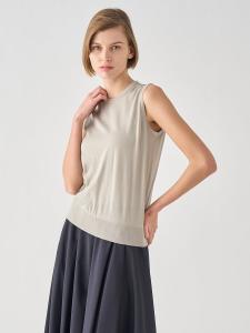 Хлопковый трикотажный пуловер без рукавов | Kerry | 30G Современный крой