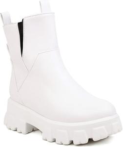 Женские модные ботильоны Челси с круглым носком, на молнии, платформе и среднем каблуке, вестерн, короткие JOEUSTY, White