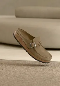Узкие мулы бакли с плетеными косами Birkenstock, Taupe