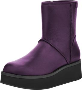 Женские ботильоны FYS с круглым носком, на устойчивой танкетке, низкий каблук, боковая молния, внутри мех, зимняя обувь, размер 4-16 US, Purple