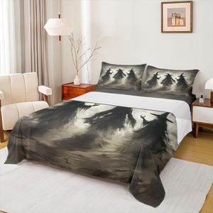 Erosebridal Комплект постельного белья Happy Halloween с готическим принтом ведьм и магическими шарами, Dark Grey