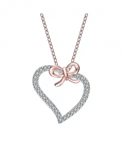 Ожерелье из стерлингового серебра с сердцем и бабочкой из кубического циркония Genevive, pink