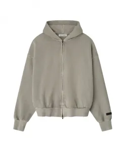 Классическая толстовка на молнии с вышивкой Fear Of God, серый