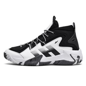 Kuding Амортизирующие нескользящие износостойкие дышащие баскетбольные кроссовки мужские высокие Black White, цвет Black White