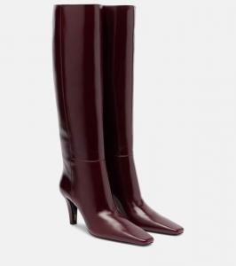 Ботинки Jill 75 до колена из кожи Saint Laurent, Vintage Bordeaux