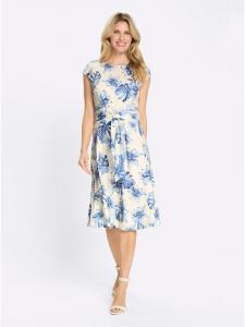 Sieh an! Трикотажное платье нежно-голубого цвета с принтом цвета шампанского