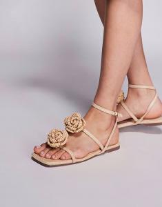 Босоножки Simmi London Johanna из рафии с цветочным узором в натуральном цвете SIMMI Shoes