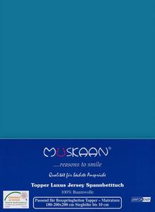 Топпер из трикотажа приталенный лист бирюзовыйовый синий 180х200 - 200х200 100% хлопок Müskaan