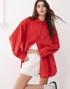 COLLUSION рубашка свободного кроя из льна красного цвета - RED