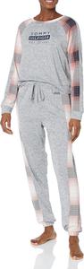 Пижамный комплект Tommy Hilfiger Hacci с длинным рукавом и джоггерами, женский, Tommy Shadow Plaid Red