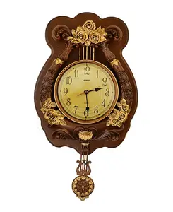 Светлые настенные часы с цветами Three Star, brown