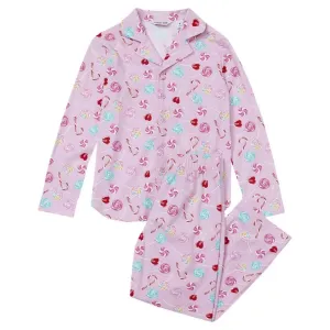 Комплект пижамы из фланели: топ и брюки Lands' End, цвет guava pink lollipop