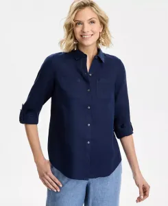 Женская рубашка из 100% льна Charter Club, синий