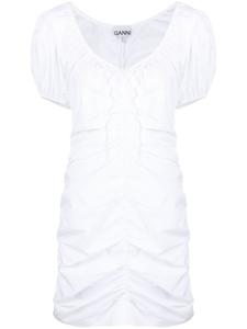 GANNI платье мини с пышными рукавами, белый