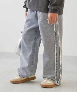 Джинсовые брюки с боковой бахромой, джинсовые брюки, длинные брюки, низ, осень-зима 25 Devirock, цвет 003-Chemical Bleach