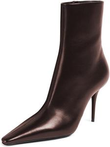 Женские ботильоны Maiyang с закрытым заостренным носком, боковой молнией, стильные на высоком каблуке-стилетто, повседневные короткие ботильоны для платья, размеры 4-16 US, Dark Brown