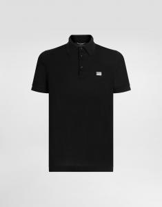 Хлопковая футболка-поло с логотипом Dolce & Gabbana, черный