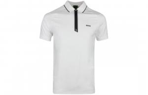 Zip Placket Stretch Slim Fit Polo Shirt HUGO BOSS, белый