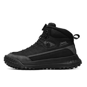 Термостойкие абразивоустойчивые дышащие противоскользящие полувысокие треккинговые ботинки мужские Jeep, черный