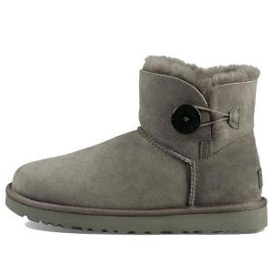 Ботинки зимние UGG Mini Bailey Button II с флисовой подкладкой, серый