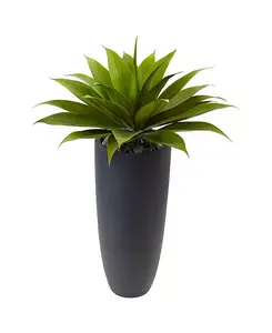 Искусственное растение агавы 38 дюймов в сером цилиндрическом кашпо Nearly Natural, green