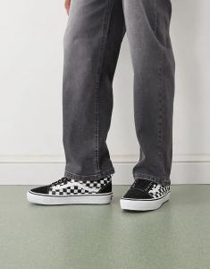 Утеплённые кроссовки Vans Mte Old Skool в черно-белую клетку