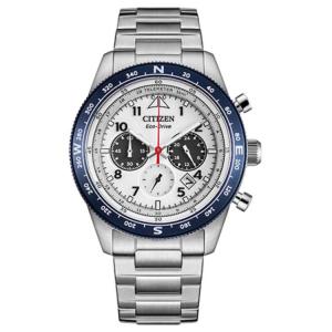 CITIZEN Часы FUTURE FORCE Series Light Powered Quartz Movement Stainless Steel Strap Watch Men's Watch White Dial