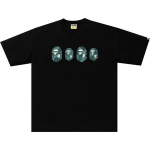 Свободная футболка BAPE Color Camo Ape Head, черный/зеленый