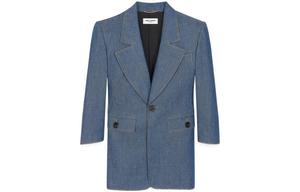 SAINT LAURENT Женское платье с длинными рукавами, цвет Blue