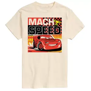 Футболка мужская "Молния Маккуин" с принтом скорости Disney / Pixar, бежевый
