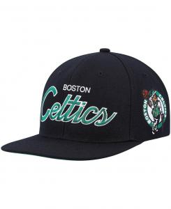 Мужская черная бейсболка Boston Celtics Hardwood Classics Script 2.0 Snapback Mitchell & Ness