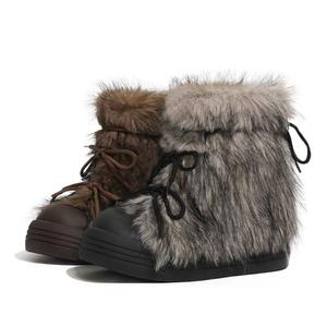 Take the Qin Термические утепленные короткие зимние ботинки для увеличения роста Women's Gray, Brown подарочный набор