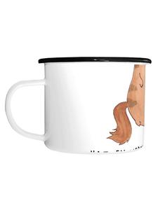 Эмалированная кружка XL, стакан для воды Кошка с надписью белого цвета Mr. & Mrs. Panda