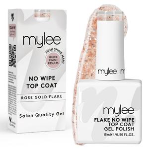 Лак для ногтей mygel no wipe top coat Mylee, rose gold flake, объем 15 мл
