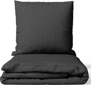 Комплект постельного белья из хлопкового сатина, 135x200 см, дамаск антрацитового цвета, в полоску, очень мягкий, приятный для кожи, 4 предмета leonado vicenti